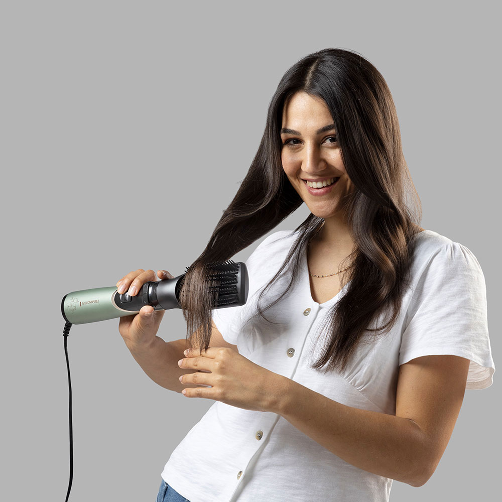 Perie rotativa REMINGTON Botanicals AS5860, 800W, 2 viteze, 2 trepte temperatura, Invelis Ceramic, verde fosforescent