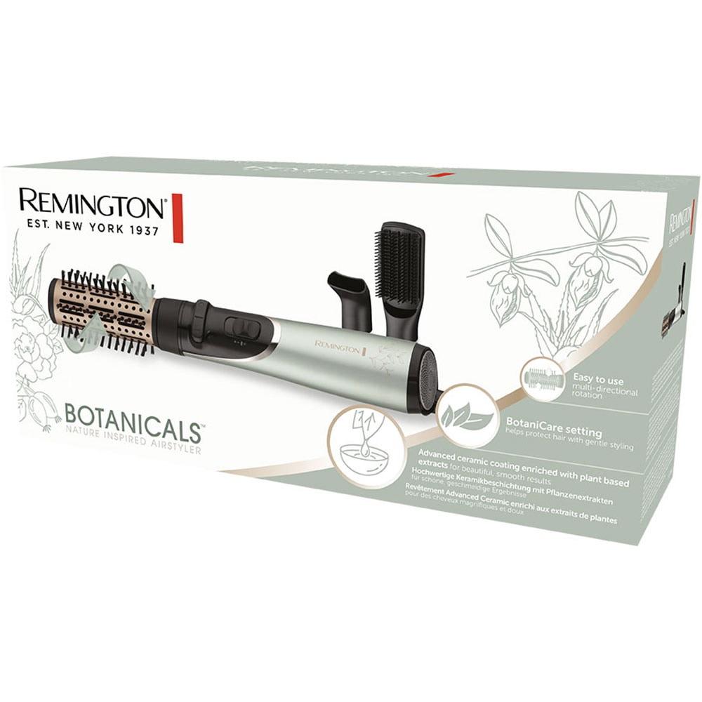 Perie rotativa REMINGTON Botanicals AS5860, 800W, 2 viteze, 2 trepte temperatura, Invelis Ceramic, verde fosforescent