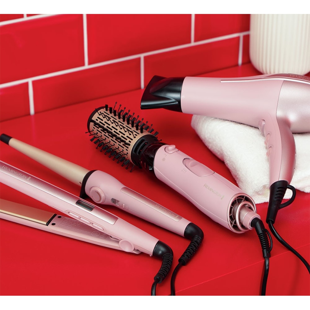 Perie cu aer cald REMINGTON Coconut Smooth AS5901, 1000W, 2 viteze, 2 trepte temperatura, Invelis Ceramic, roz