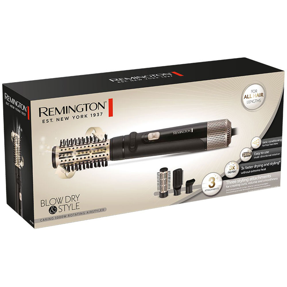 Perie rotativa REMINGTON Blow Dry & Style AS7580, 1000W, 2 viteze, 2 trepte temperatura, Invelis Ceramic, negru