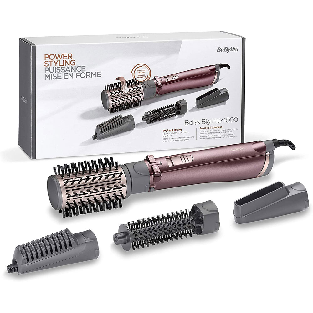 Perie rotativa BABYLISS Beliss Big Hair AS960E, 1000W, 2 viteze, 2 trepte temperatura, roz