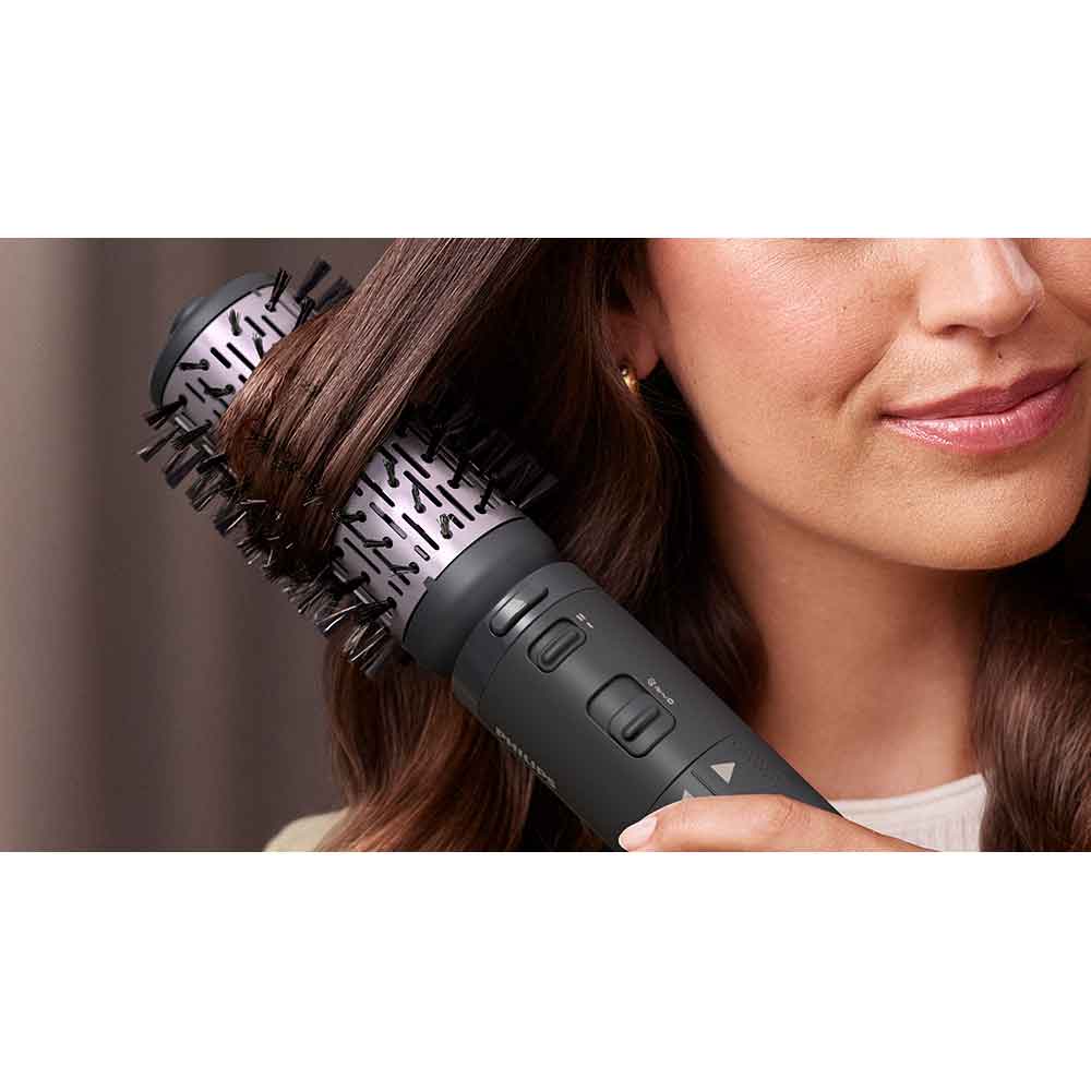 Perie rotativa PHILIPS Seria 700 BHA715/00, 1000W, 2 viteze, 3 trepte temperatura, Invelis ceramic, antracit-roz