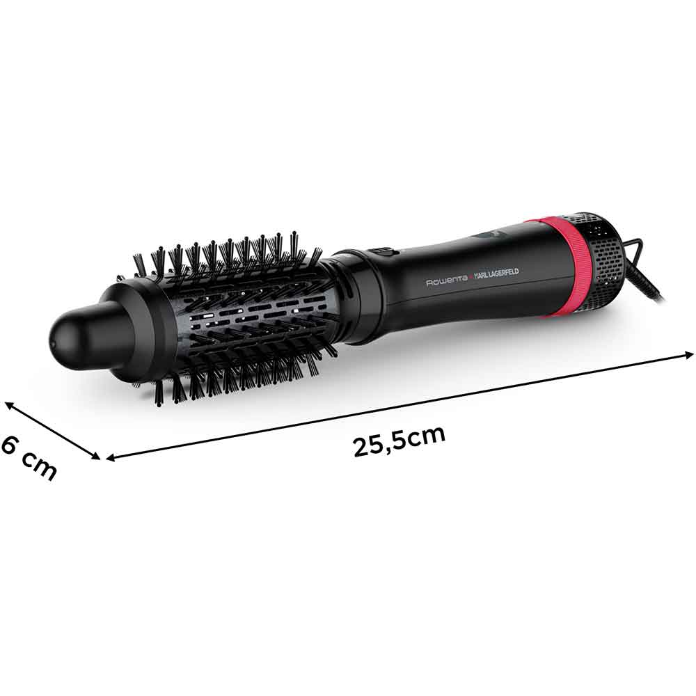 Perie rotativa ROWENTA X Karl Lagerfeld CF634LF0, 800W, 3 viteze, 2 trepte temperatura, Invelis Keratina, negru-rosu