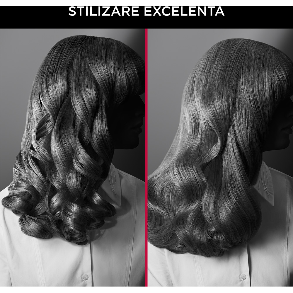 Perie cu aer cald ROWENTA X Karl Lagerfeld Express Style CF635LF0, 800W, 3 viteze, 3 trepte temperatura, Invelis Keratina, negru-rosu