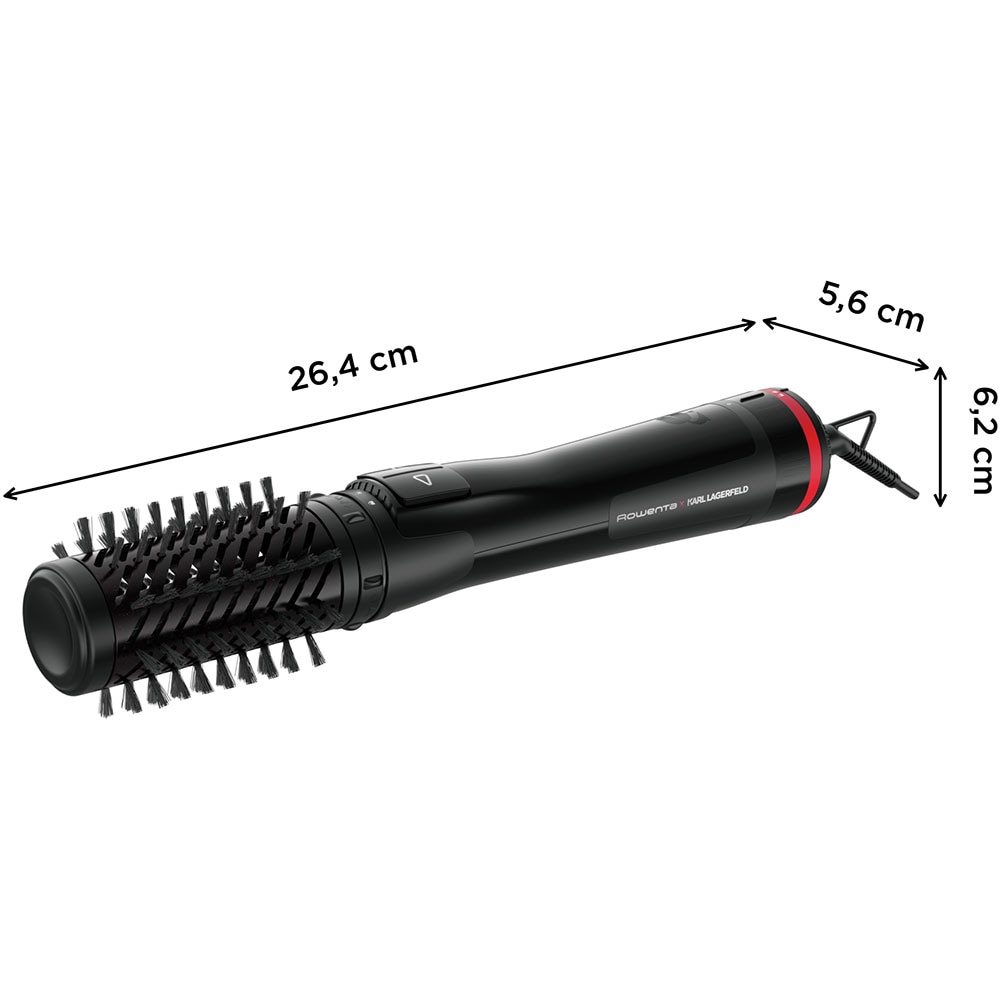 Perie rotativa ROWENTA X Karl Lagerfeld CF952LF0, 1000W, 2 viteze, 2 trepte temperatura, Invelis Keratina, negru-rosu