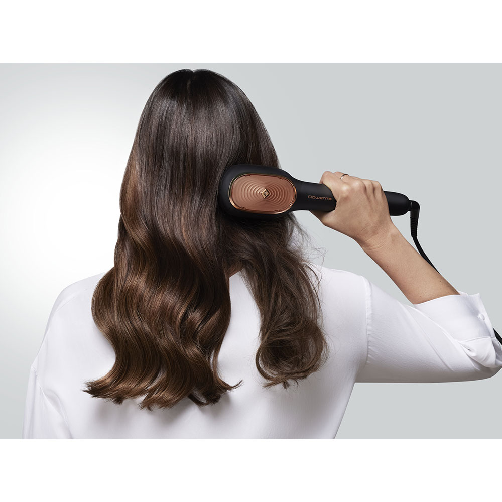 Perie reparatoare ROWENTA Hair Therapist CF9940F0, 165W, Invelis Keratina, negru-maro