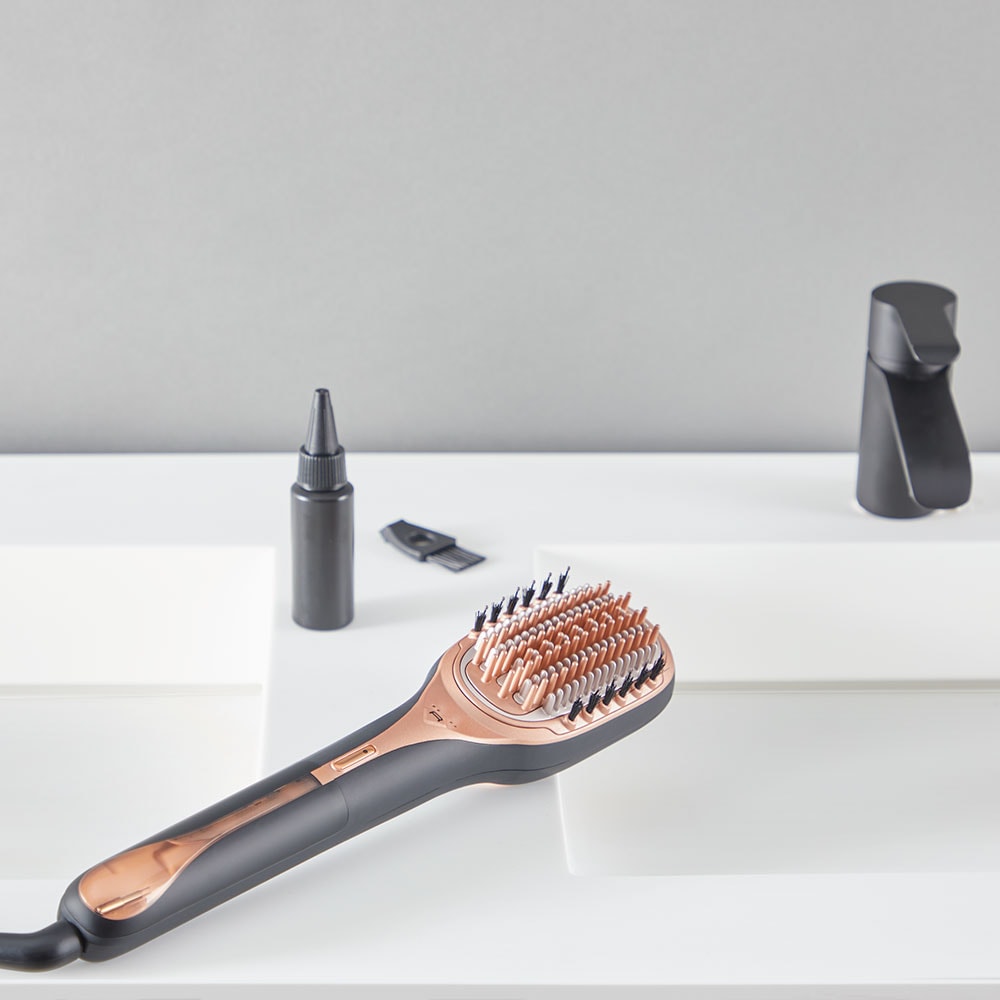 Perie reparatoare ROWENTA Hair Therapist CF9940F0, 165W, Invelis Keratina, negru-maro