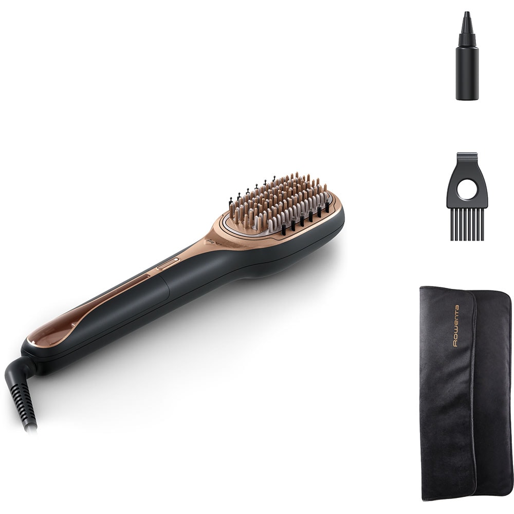 Perie reparatoare ROWENTA Hair Therapist CF9940F0, 165W, Invelis Keratina, negru-maro
