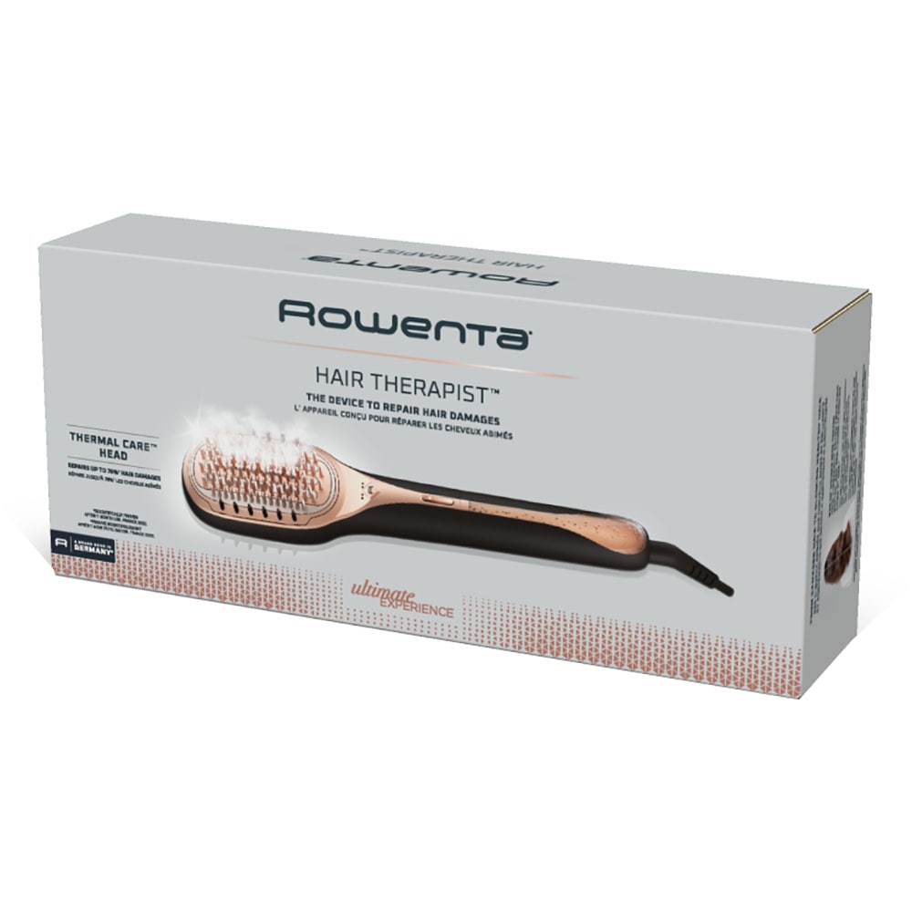 Perie reparatoare ROWENTA Hair Therapist CF9940F0, 165W, Invelis Keratina, negru-maro
