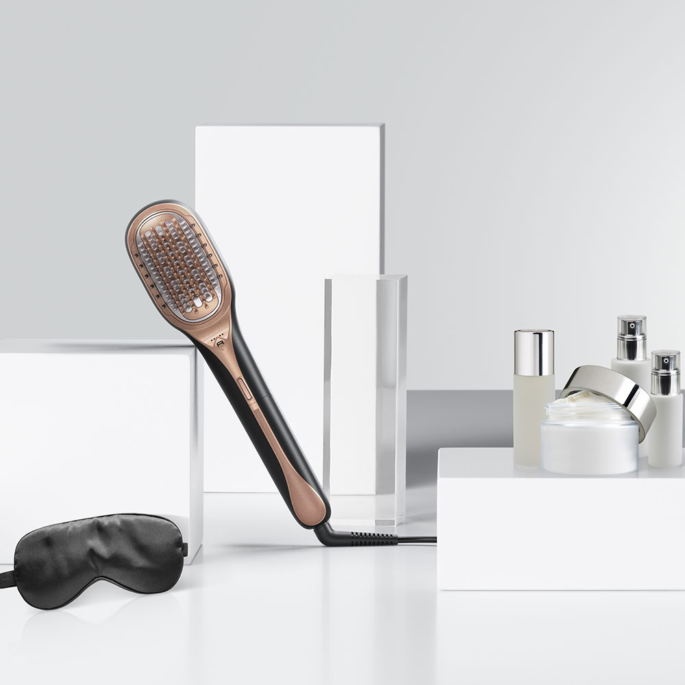Perie reparatoare ROWENTA Hair Therapist CF9940F0, 165W, Invelis Keratina, negru-maro