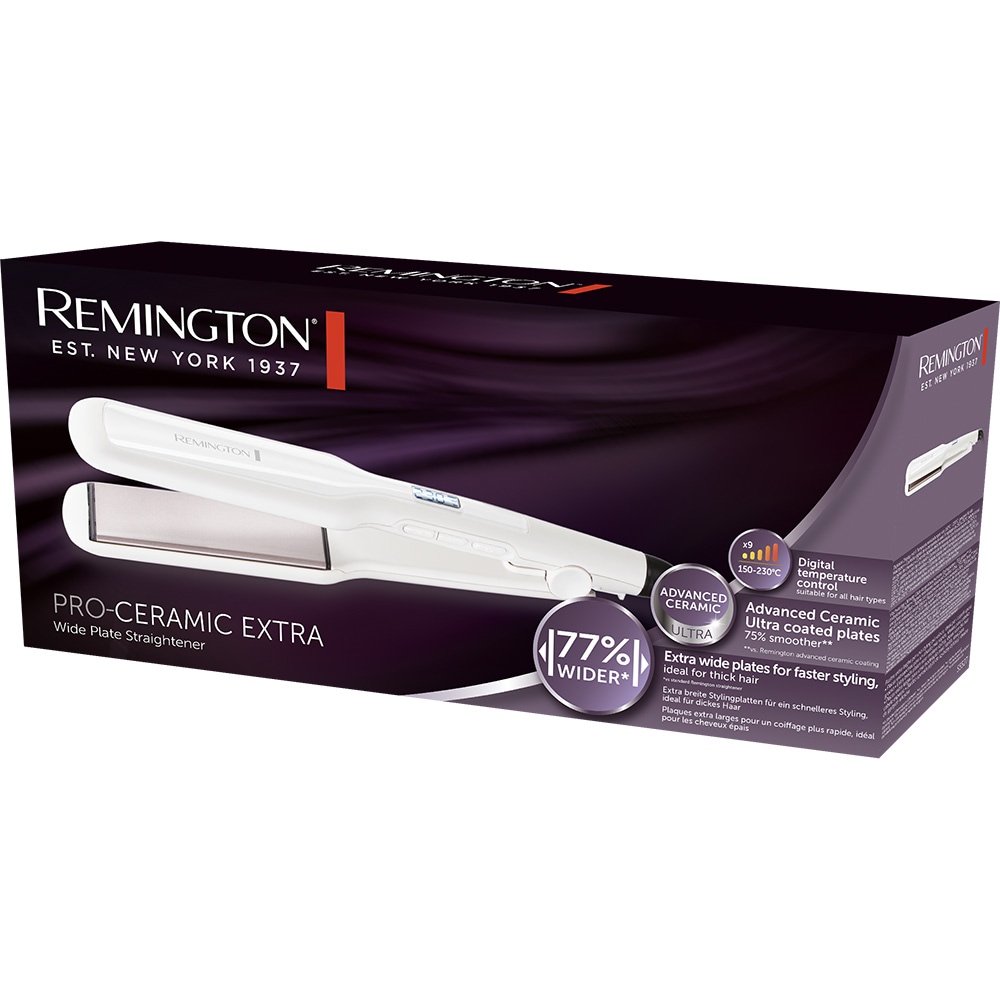 Placa de indreptat parul REMINGTON Pro-Ceramic S5527, 230 grade, invelis ceramic, alb