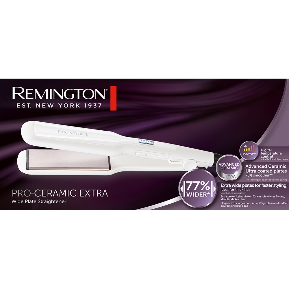 Placa de indreptat parul REMINGTON Pro-Ceramic S5527, 230 grade, invelis ceramic, alb