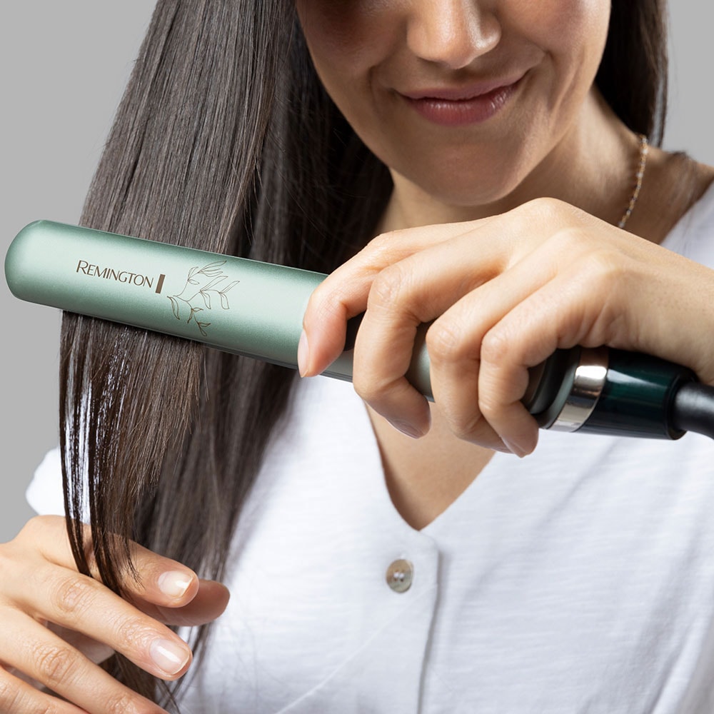 Placa de indreptat parul REMINGTON Botanicals S5860, 230 grade, LCD, invelis ceramic, verde fosforescent