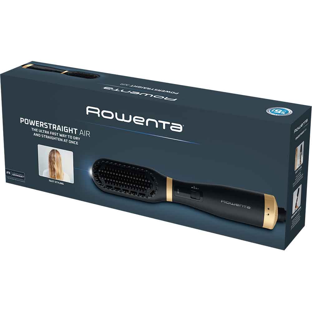 Perie cu aer cald ROWENTA Powerstraight UB5920F0, 500W, 3 trepte de temperatura, Invelis Ceramic, negru-auriu
