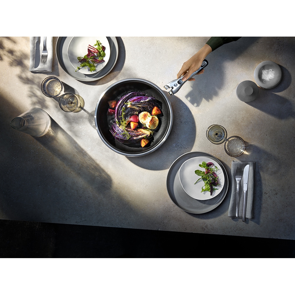 Set 4 piese de gatit WMF Click & Serve 795076820, baza TransTherm, inox, argintiu