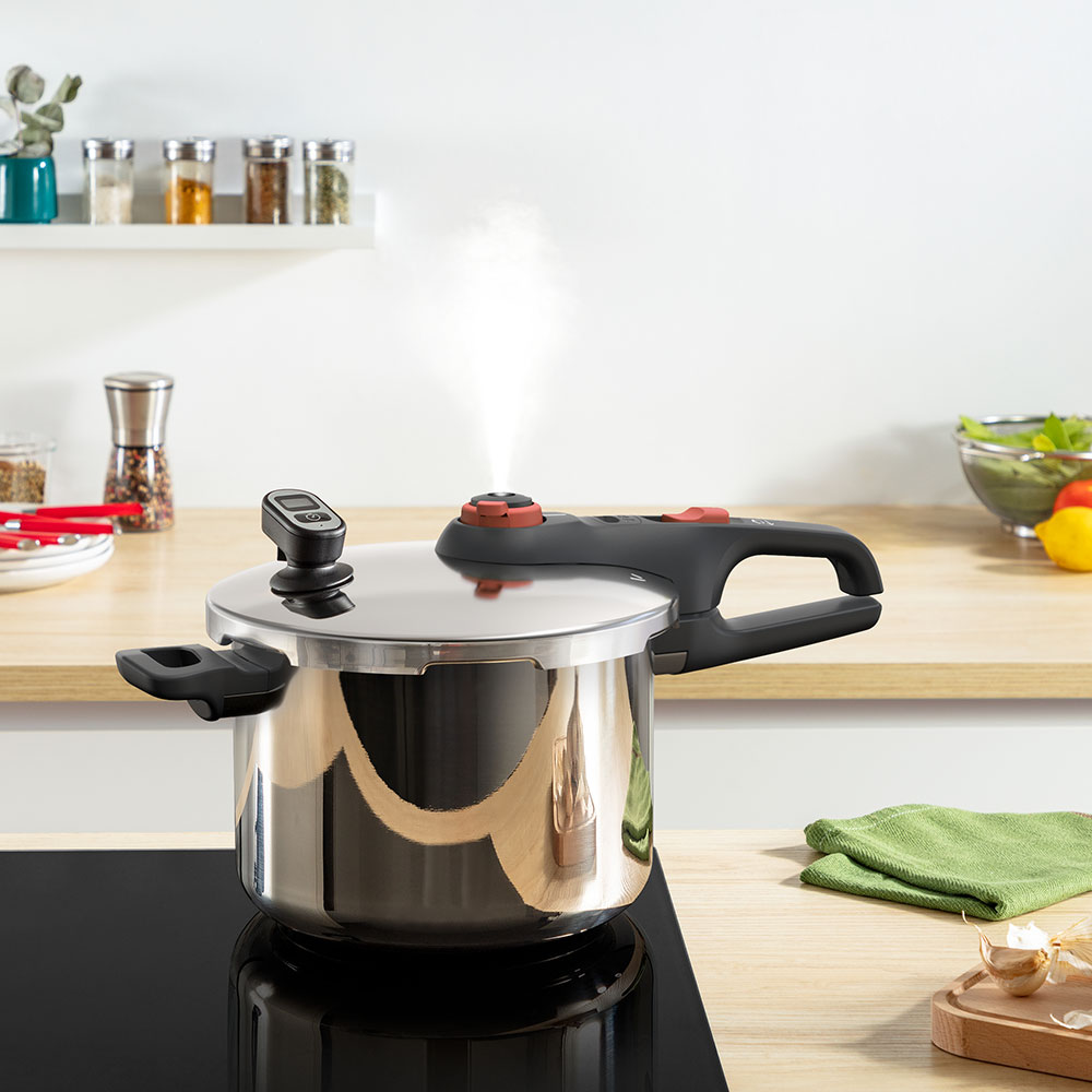 Oala sub presiune TEFAL Secure Chrono P2594401, 8l, inox, argintiu