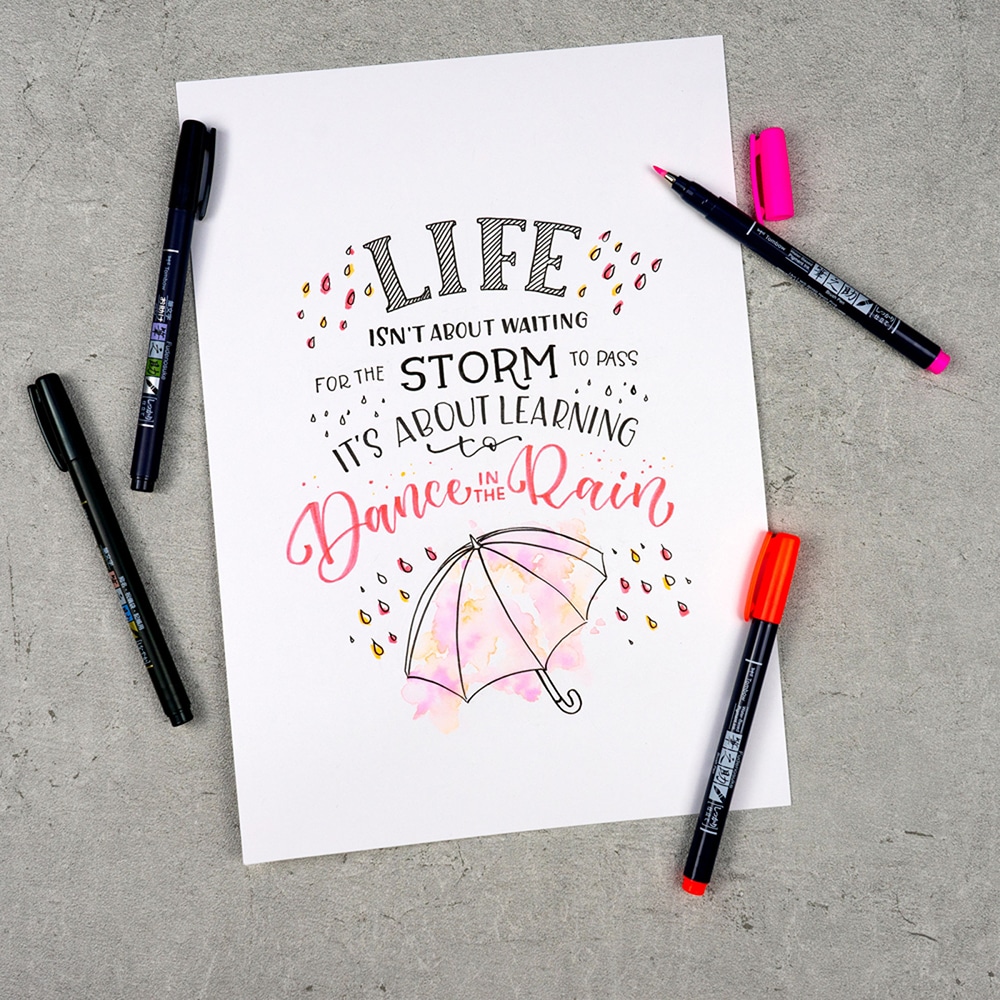 Set marker TOMBOW Lettering, 0.4-0.8 mm, 12 culori