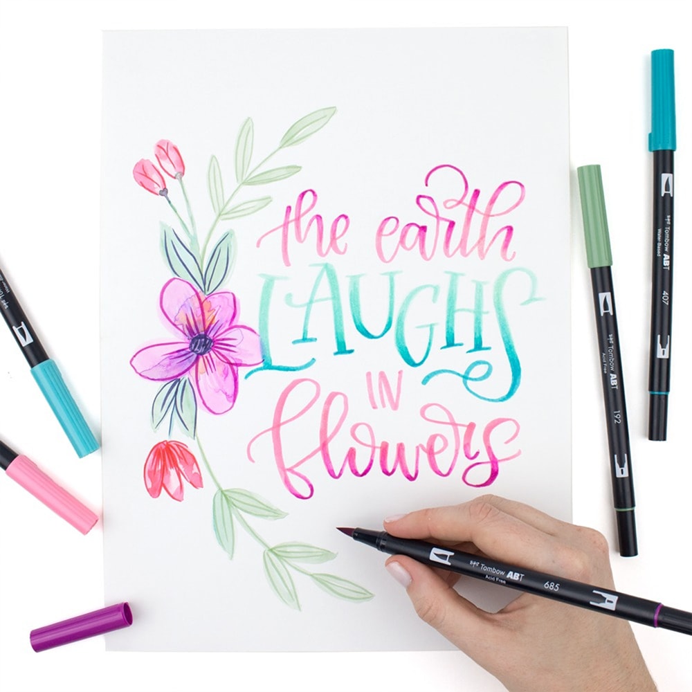 Set marker TOMBOW Lettering, 0.4-0.8 mm, 12 culori