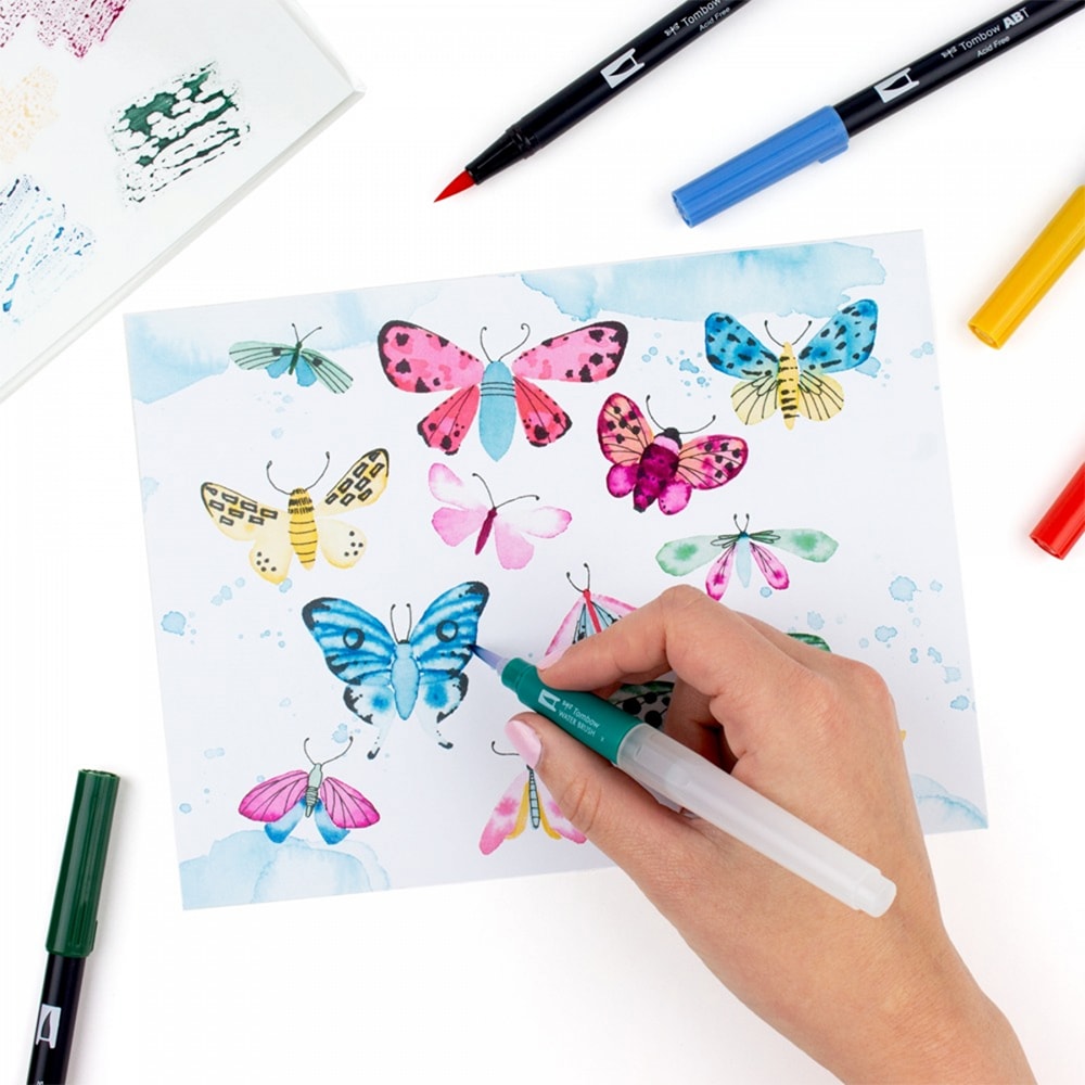 Set marker TOMBOW Watercoloring, 0.3-0.8 mm, 7 culori