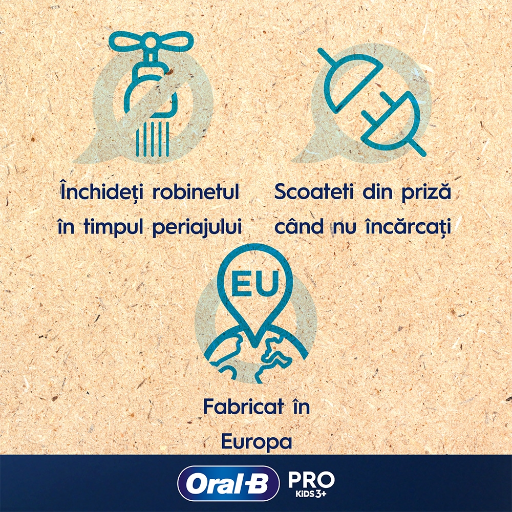 Periuta de dinti electrica copii ORAL-B Pro Kids Frozen, 7600 miscari/min, Curatare 2D, 2 programe, 1 capat, albastru