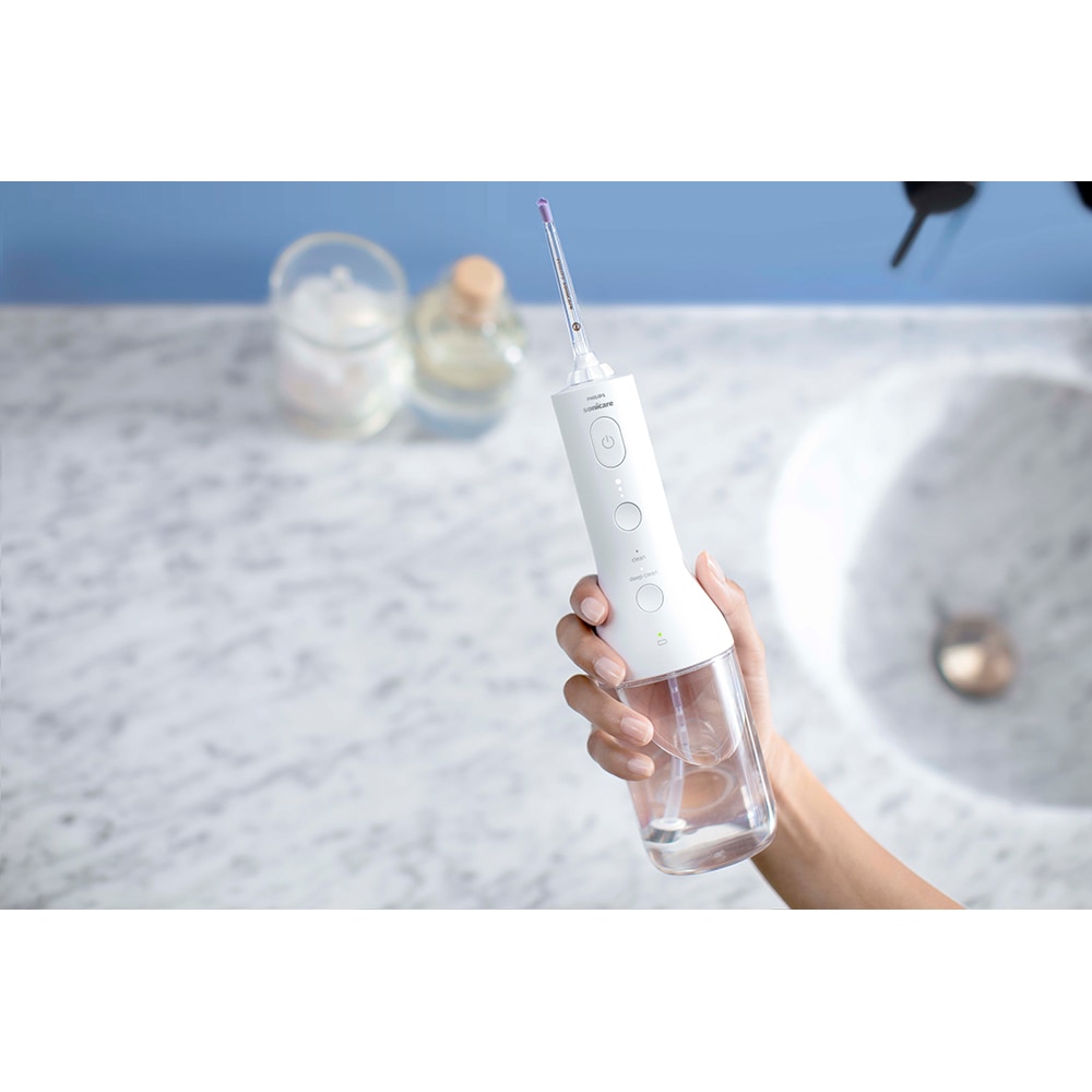 Irigator bucal PHILIPS Sonicare Cordless Power Flosser 3000 HX3826/31, 2 capete, alb