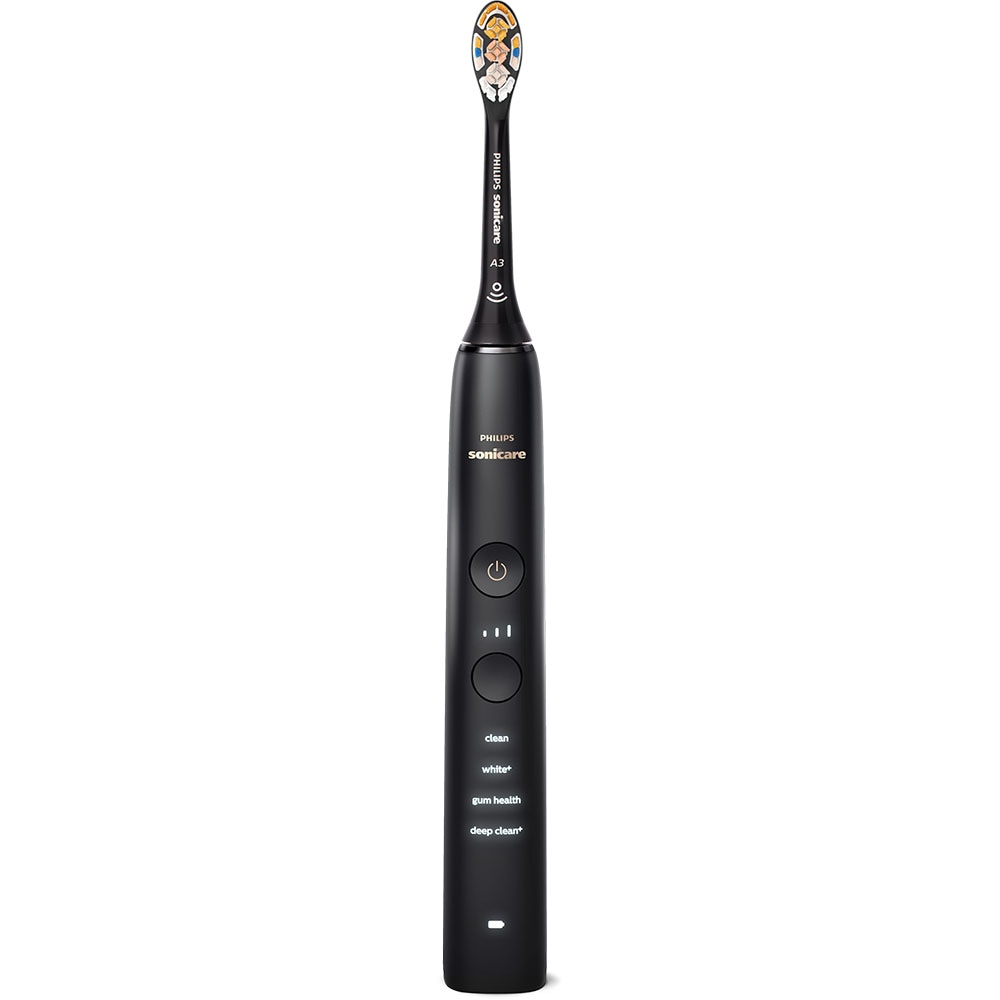 Set 2 Periute de dinti electrice PHILIPS Sonicare Diamond Clean HX9914/69, 62000 miscari/min, Curatare 3D, 4 programe, 2 capete, alb/negru