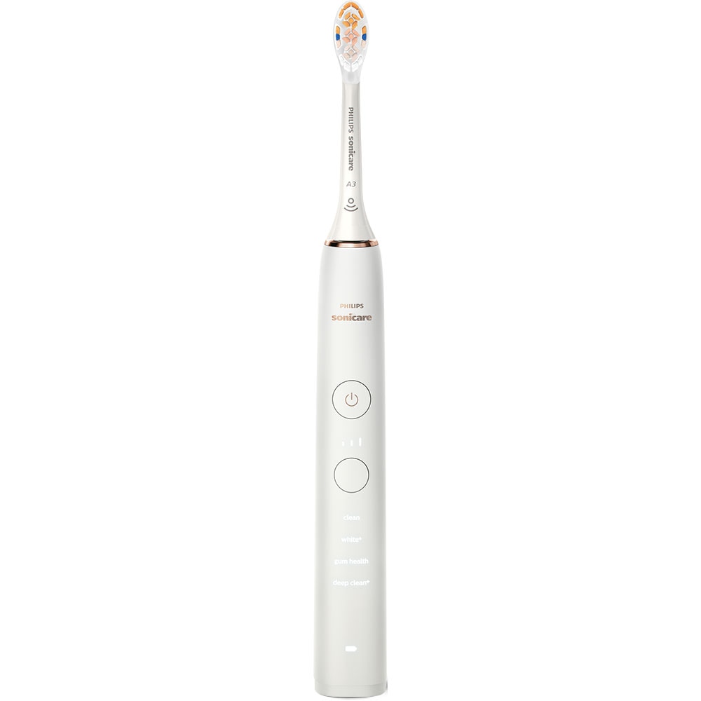 Set 2 Periute de dinti electrice PHILIPS Sonicare Diamond Clean HX9914/69, 62000 miscari/min, Curatare 3D, 4 programe, 2 capete, alb/negru