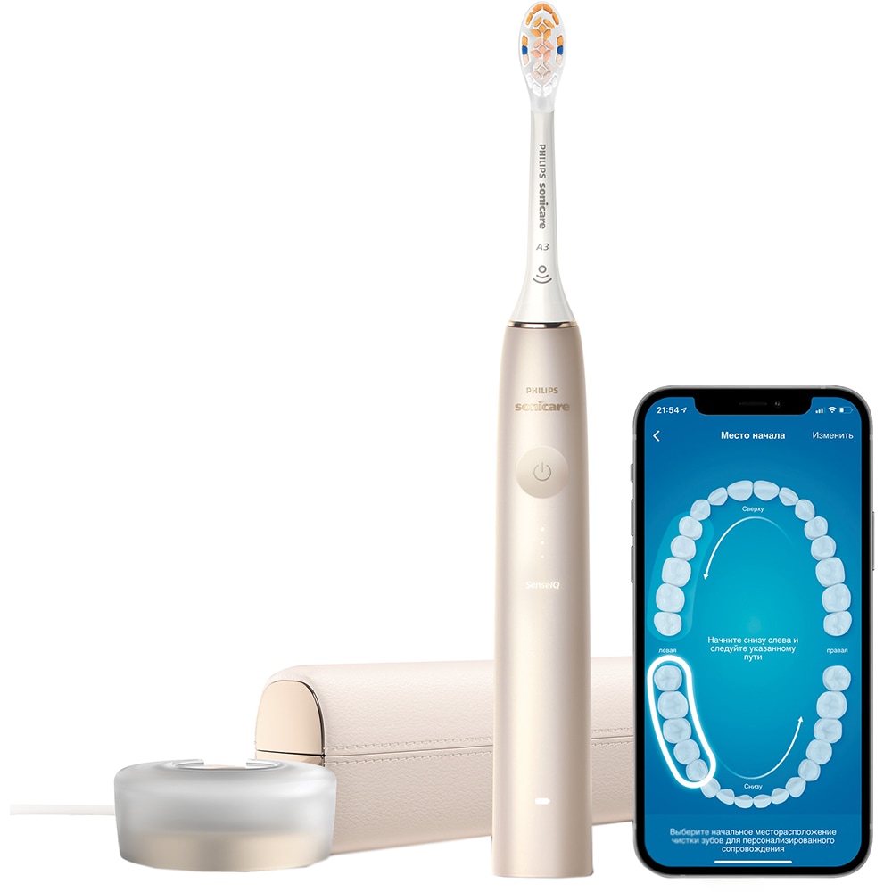 Periuta de dinti electrica PHILIPS Sonicare Prestige 9900 HX9992/11, 5 programe, 62000 miscari/min, 1 capat, Champagne