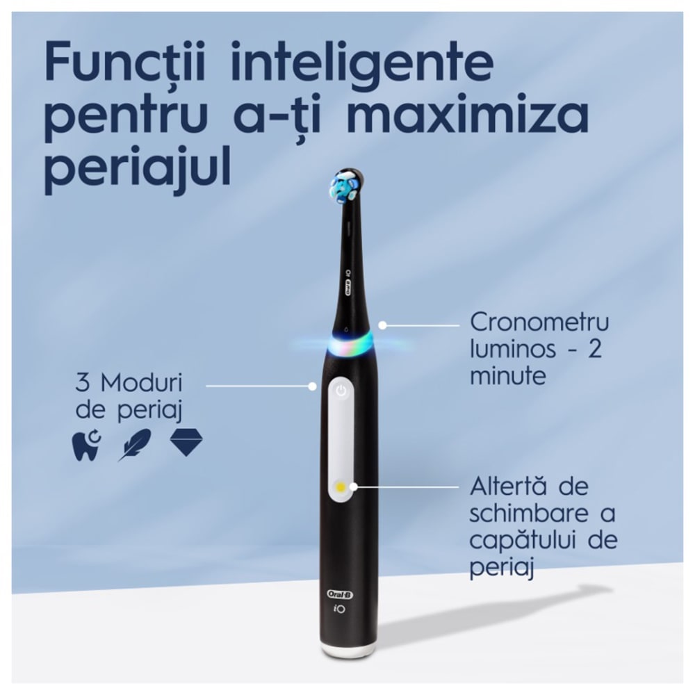 Periuta de dinti electrica ORAL-B iO3, 8800 miscari/min, Curatare 3D, Timer, 3 programe, 1 capat, negru