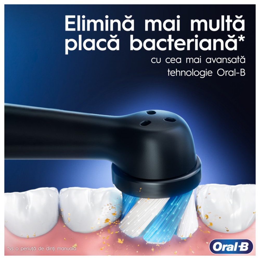 Periuta de dinti electrica ORAL-B iO3, 8800 miscari/min, Curatare 3D, Timer, 3 programe, 1 capat, negru