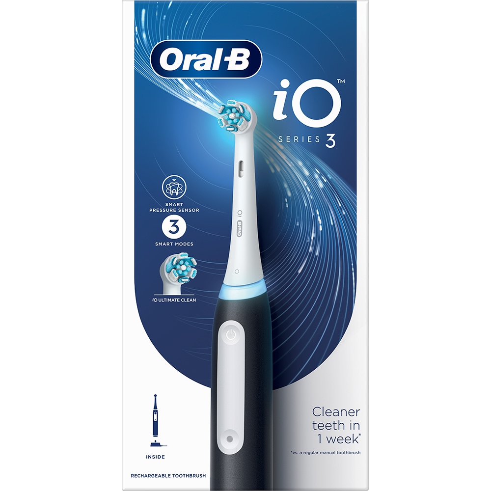Periuta de dinti electrica ORAL-B iO3, 8800 miscari/min, Curatare 3D, Timer, 3 programe, 1 capat, negru