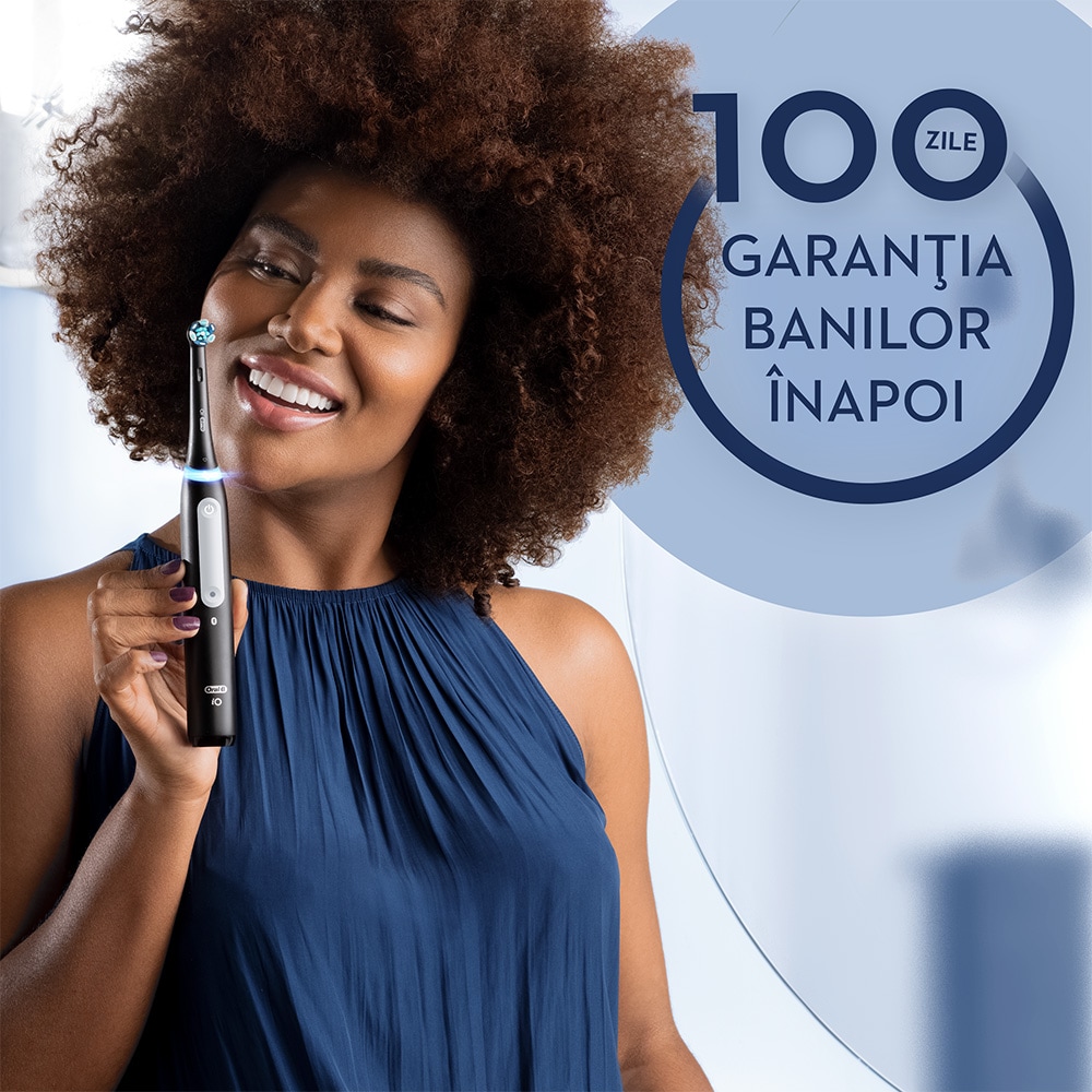 Periuta de dinti electrica ORAL-B IO3, 8800 miscari/min, Curatare 3D, 3 programe, 2 capete extra, negru