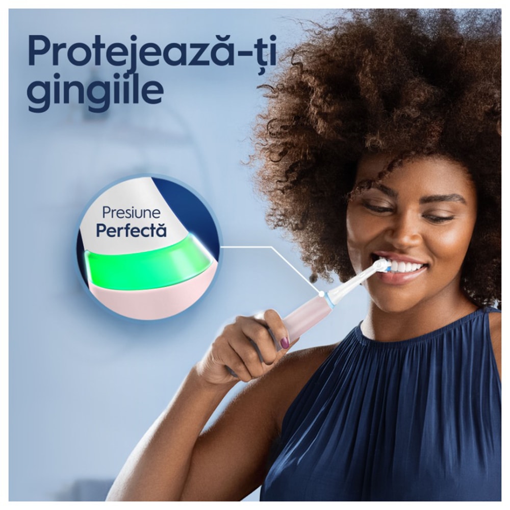 Periuta de dinti electrica ORAL-B iO3, 8800 miscari/min, Curatare 3D, Timer, 3 programe, 1 capat, roz