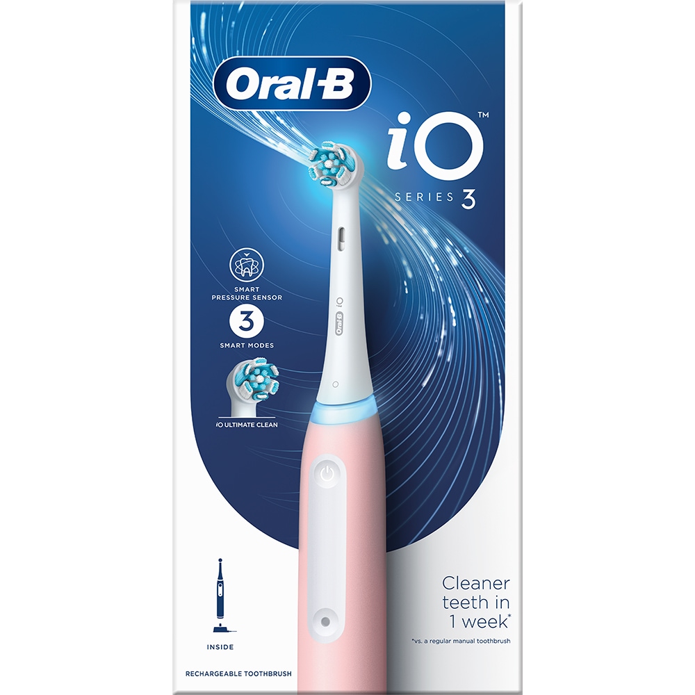 Periuta de dinti electrica ORAL-B iO3, 8800 miscari/min, Curatare 3D, Timer, 3 programe, 1 capat, roz