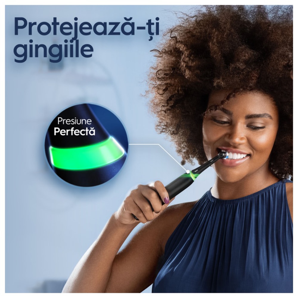 Periuta de dinti electrica ORAL-B iO4, Bluetooth, 40000 pulsatii/min, Curatare 3D, 4 programe, 1 capat, negru