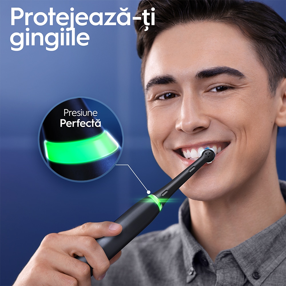 Periuta de dinti electrica ORAL-B iO6, Bluetooth, 8800 miscari/min, Curatare 3D, 5 programe, 1 capat, negru