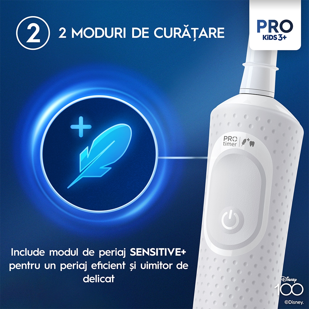 Periuta de dinti electrica copii ORAL-B Pro Kids Mikey, 7600 miscari/min, Curatare 2D, 2 programe, 1 capat, albastru