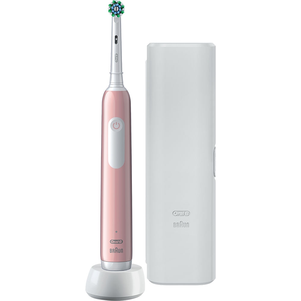 Periuta de dinti electrica ORAL-B Pro 1, 20000 pulsatii/min, Curatare 3D, Timer, 1 program, 1 capat, roz