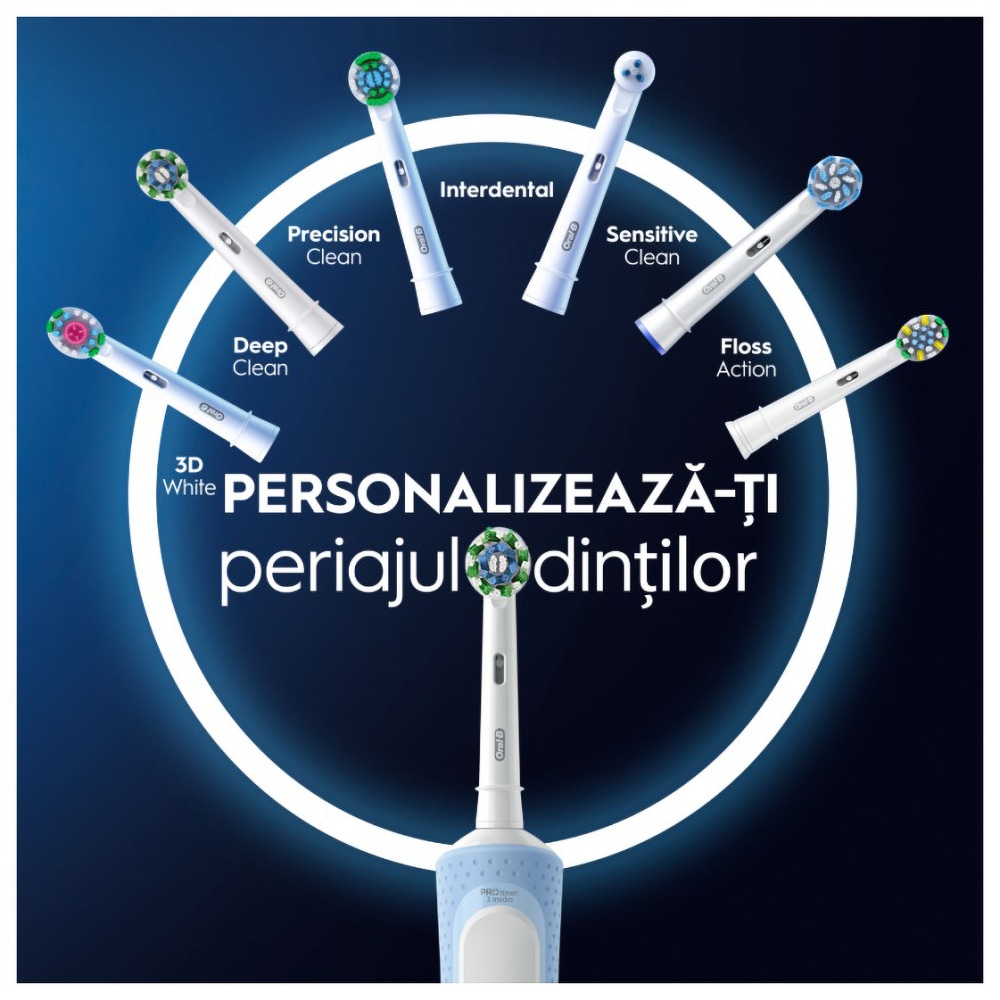 Periuta de dinti electrica ORAL-B Vitality PRO, 7600 miscari/min, Curatare 2D, 3 programe, 1 capat, albastru
