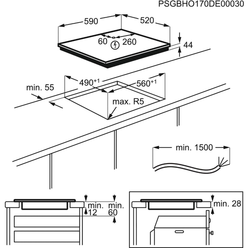 Plita incorporabila ELECTROLUX EIV644, Inductie, 4 arzatoare, Touch control, negru