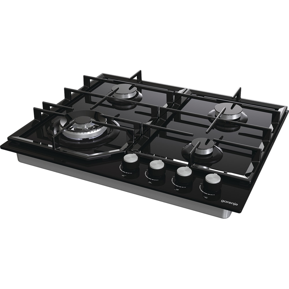 Plita incorporabila GORENJE GTW641KB, Gaz, 4 arzatoare, Wok, negru