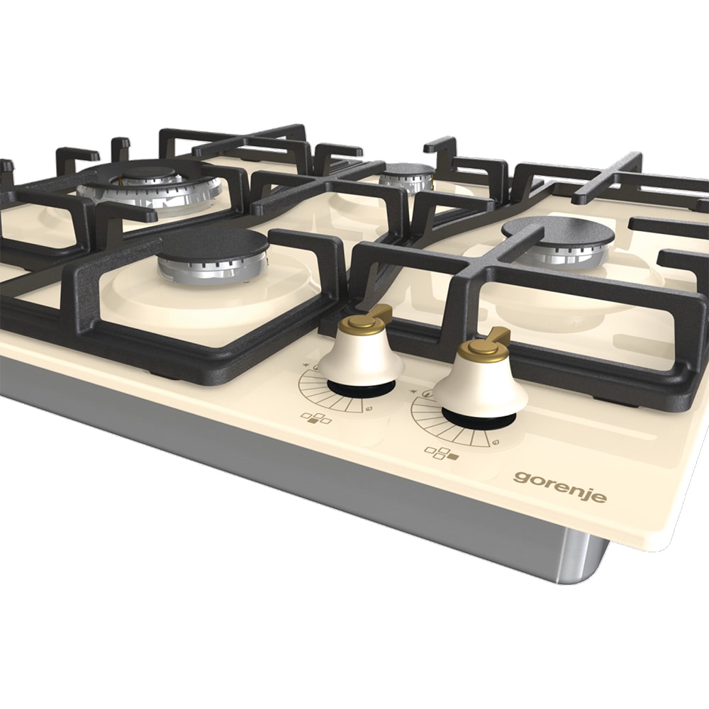 Plita incorporabila GORENJE GW6D42CLI, Gaz, 4 arzatoare, Wok, crem