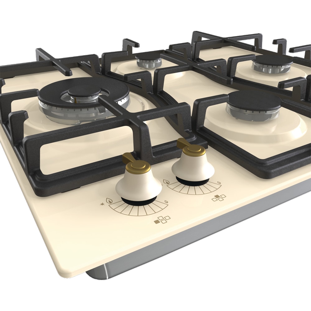Plita incorporabila GORENJE GW6D42CLI, Gaz, 4 arzatoare, Wok, crem