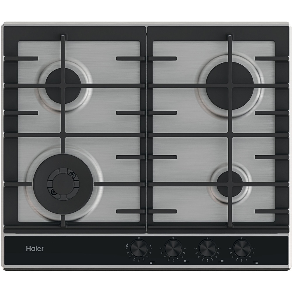 Plita incorporabila HAIER HAHG6BF4XH, Gaz, 4 arzatoare, Wok, inox-negru