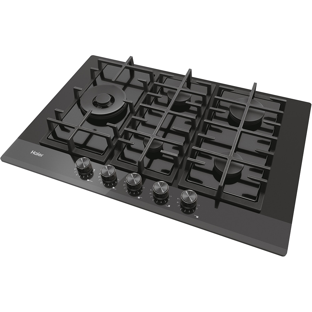 Plita incorporabila HAIER HAVG7WL4HB, Gaz, 5 arzatoare, Wok, negru