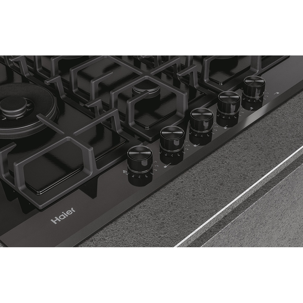 Plita incorporabila HAIER HAVG7WL4HB, Gaz, 5 arzatoare, Wok, negru