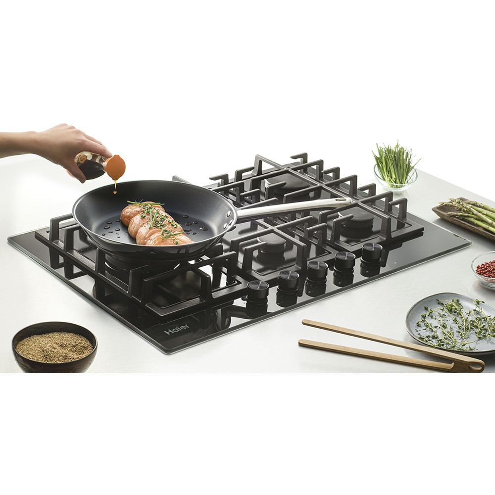 Plita incorporabila HAIER HAVG7WL4HB, Gaz, 5 arzatoare, Wok, negru