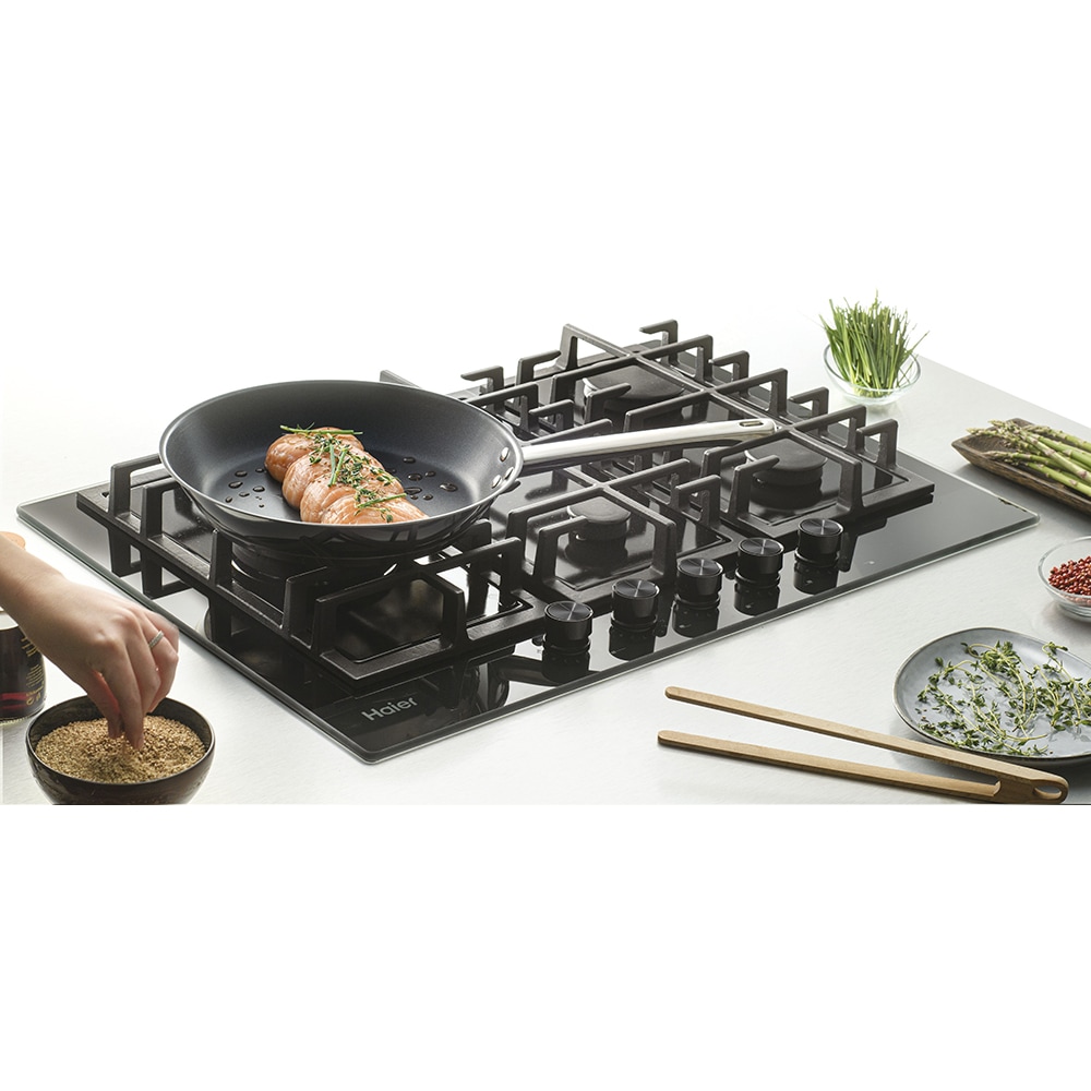 Plita incorporabila HAIER HAVG7WL4HB, Gaz, 5 arzatoare, Wok, negru