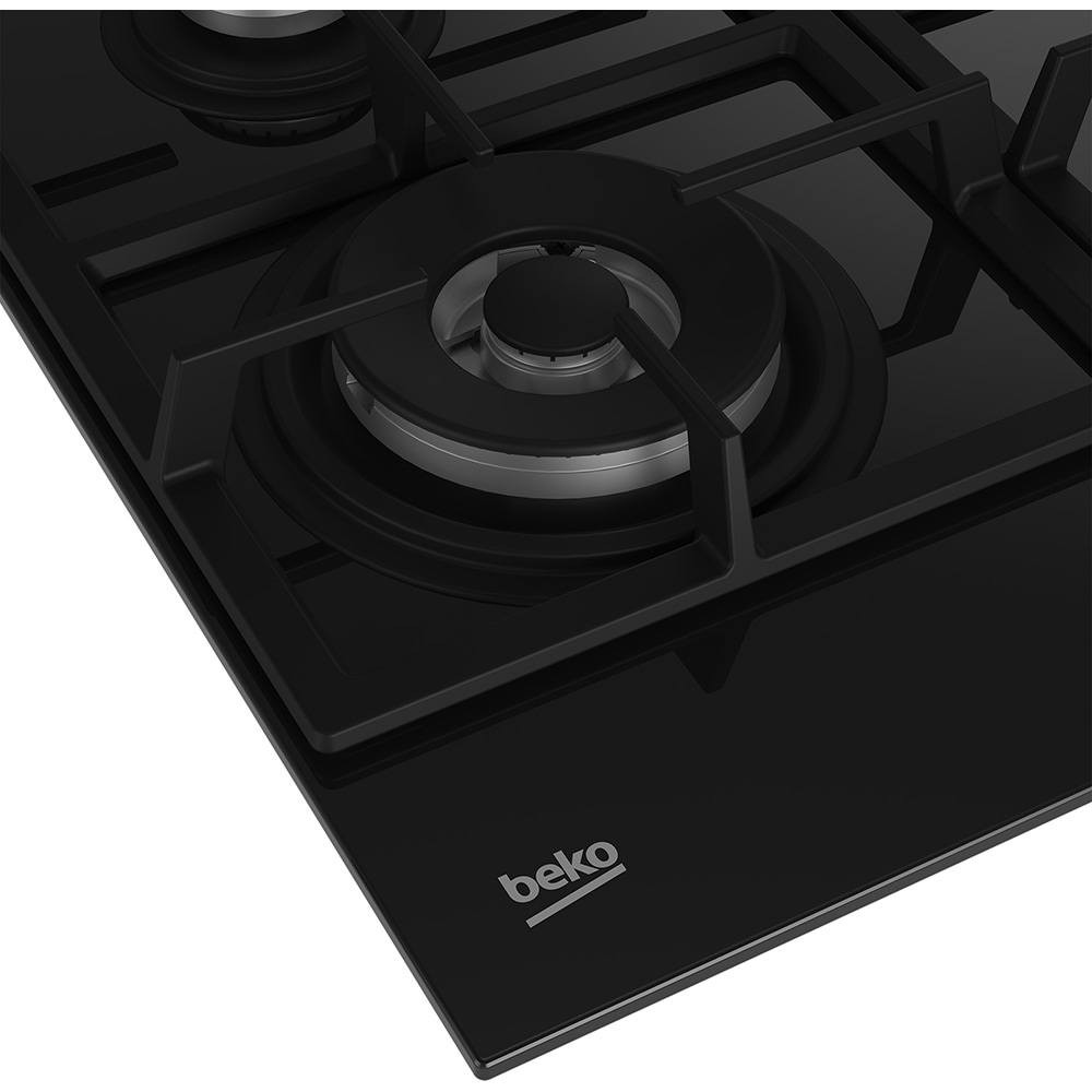 Plita incorporabila BEKO HILW64225S, Gaz, 4 arzatoare, Wok, negru