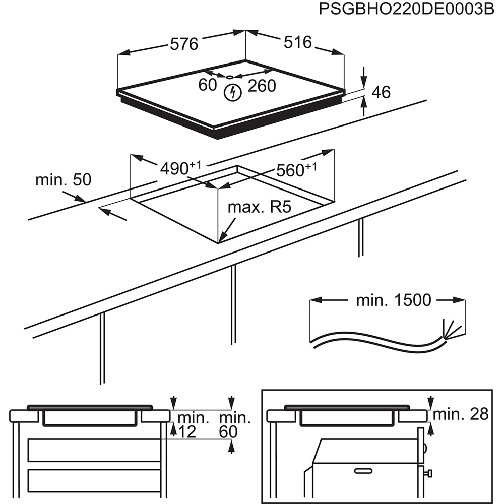 Plita incorporabila AEG IKB64301XB, Inductie, 4 arzatoare, Touch control, negru